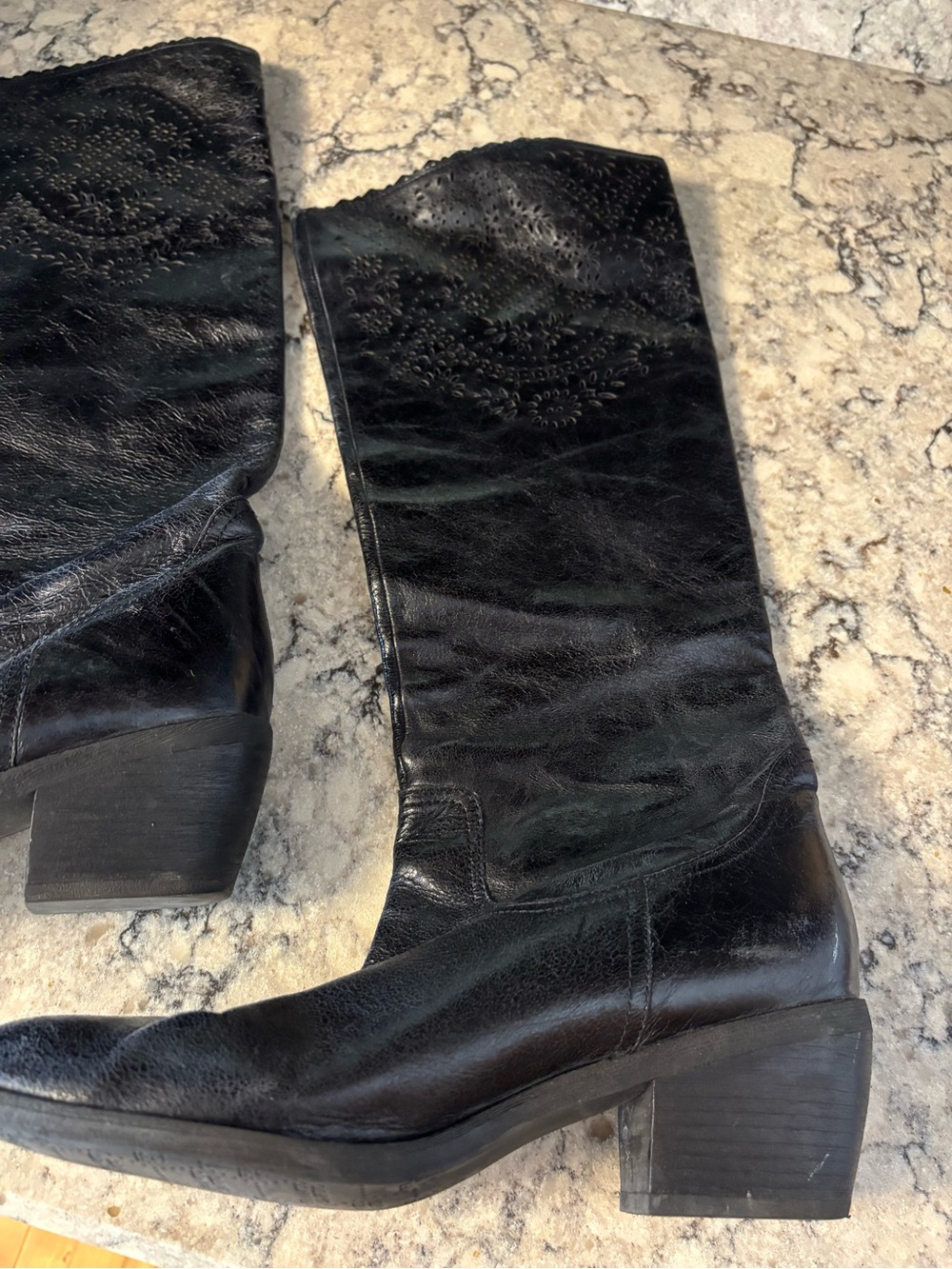 Franco Sarto Black Leather Mid-Calf Boots size 8